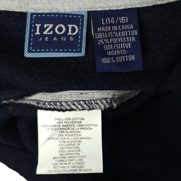 Izod Jeans Quarter Zip Pullover Sweatshirt Top Boys 14/16 Navy Blue Gray NEW - Picture 8 of 16